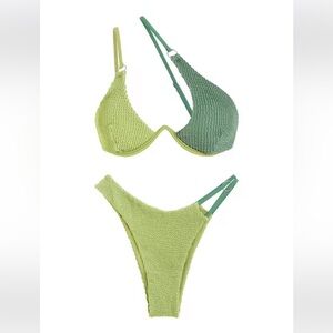 NEW ZAFUL Women's Underwire Push Up One Shoulder Bikini Two Piece